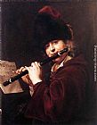 Court Canvas Paintings - Portrait of the Court Musician Josef Lemberger